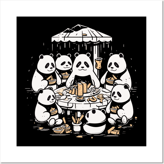 Panda Food Passion: Restaurant Ramen Panda Feast Mode: Culinary Cuteness Wall Art by Kibo2020